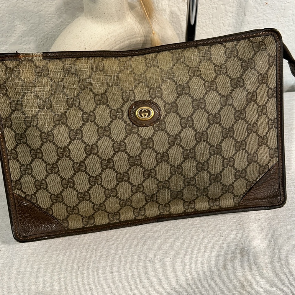 GUCCI GG Pvc Leather Clutch Bag vintage authentic - Picture 2 of 16